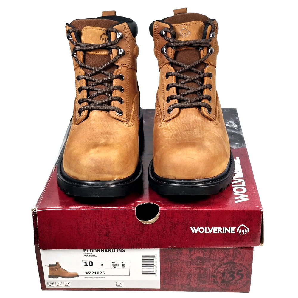 Wolverine Floorhand Insulated Steel-Toe 6" Women's 10 M Brown Work Boots W221025
